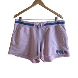 Polo Ralph Lauren Sweat Shorts Woman Large Pink Pacific Fleece Logo Preppy  FLAW